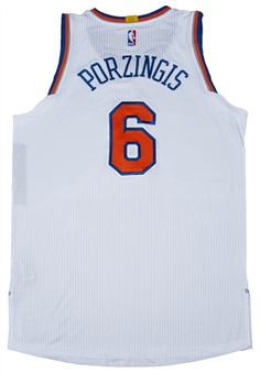 2016 Kristaps Porzingis Game Used New York Knicks White Home Jersey (Steiner)